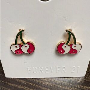 Forever 21 Red and White Cherry Earrings